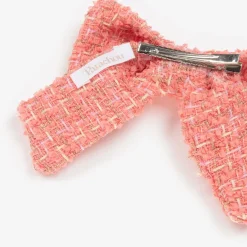 Patachou Girls Coral Pink Tweed Bow Hair Clip (14cm) Outlet