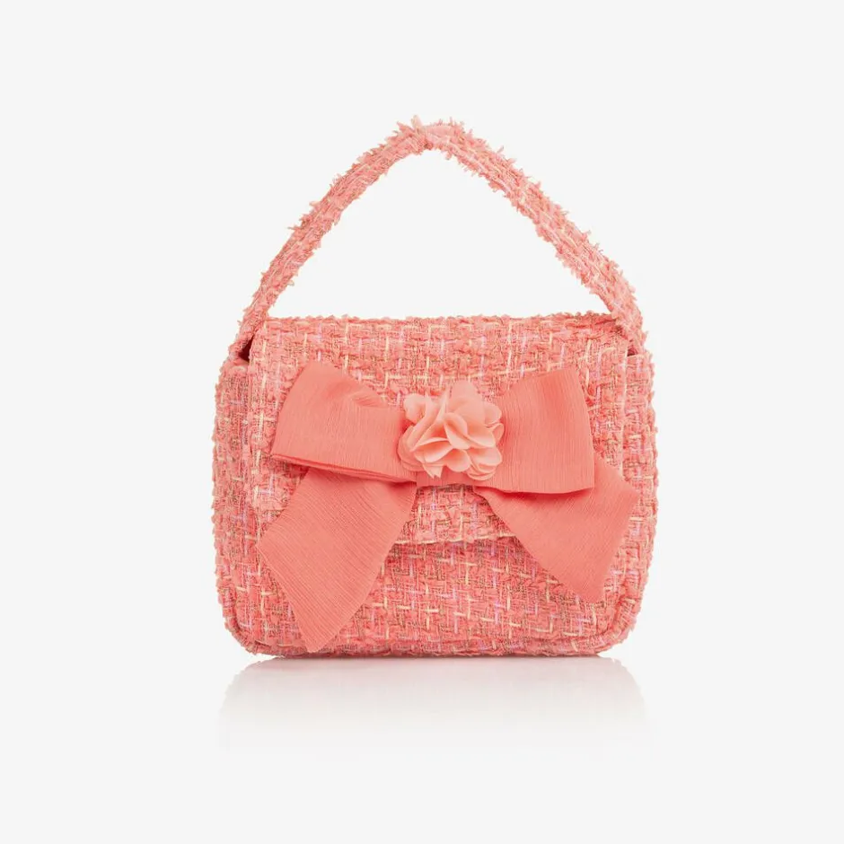 Patachou Girls Coral Pink Tweed Handbag (17cm) Sale