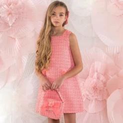 Patachou Girls Coral Pink Tweed Handbag (17cm) Sale