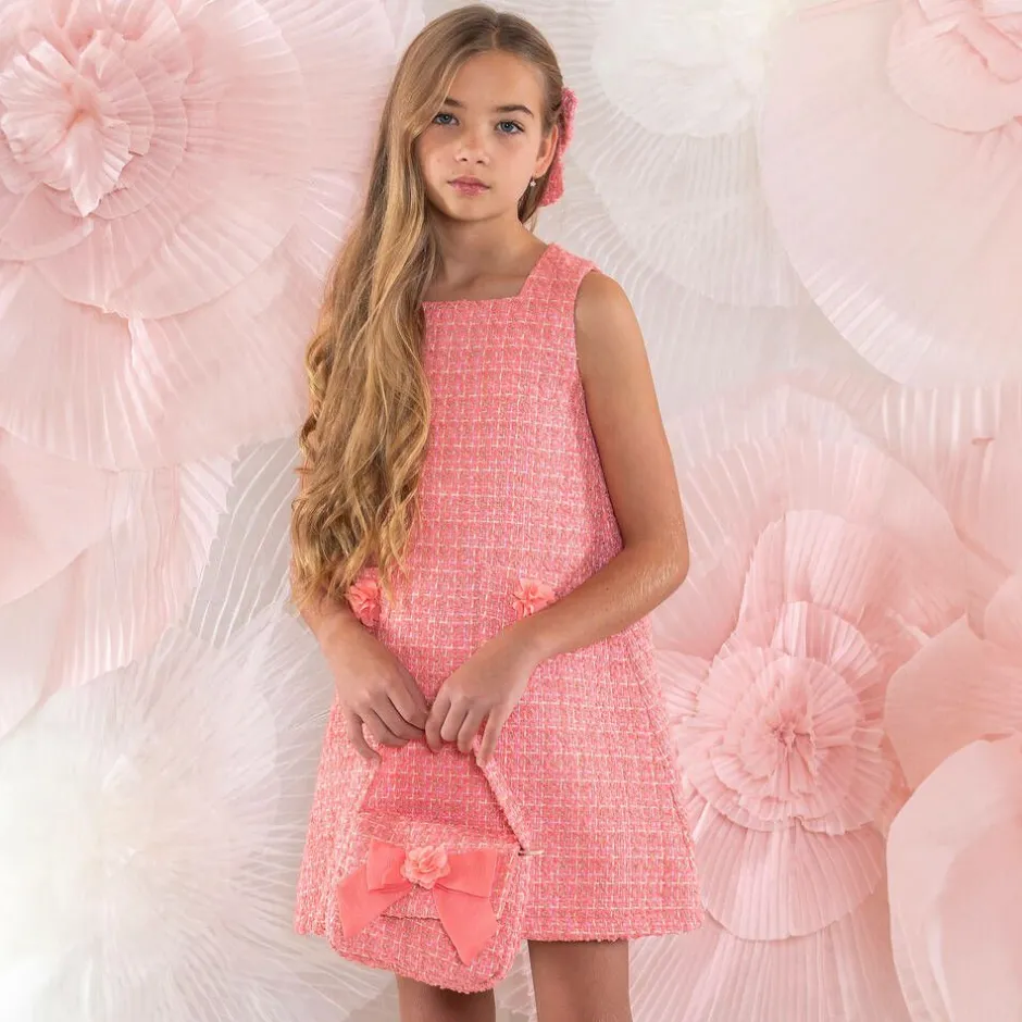 Patachou Girls Coral Pink Tweed Handbag (17cm) Sale