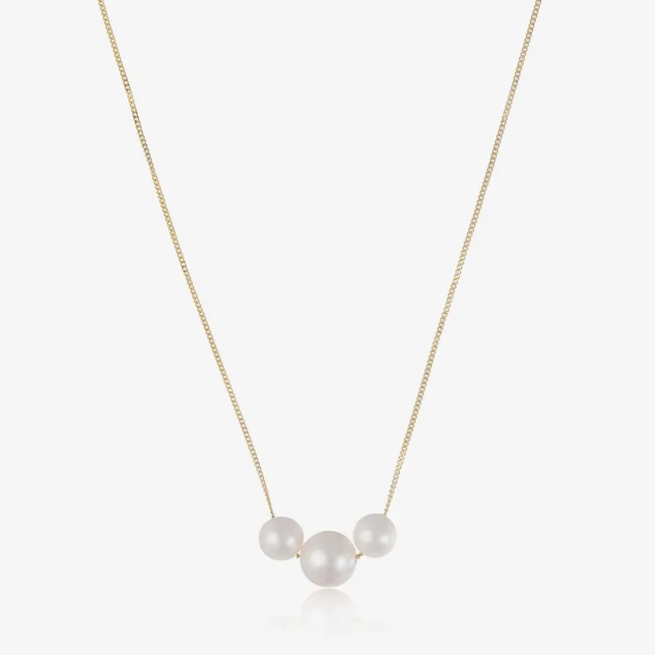 Raw Pearls Girls 9ct Gold & Pearl Necklace (36cm)