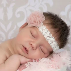 Cute Cute Girls Dusky Pink Glitter Ivory Lace Headband Outlet