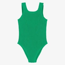 Hunza G Girls Green Crinkle Swimsuit Emerald Clearance