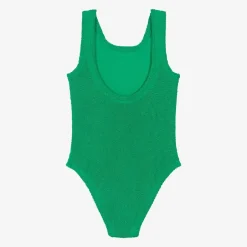 Hunza G Girls Green Crinkle Swimsuit Emerald Clearance
