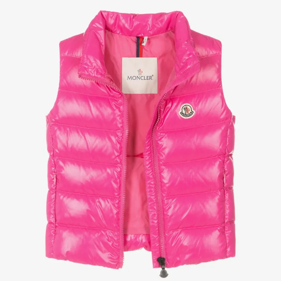 Moncler Enfant Girls Fuchsia Pink Ghany Down Padded Gilet