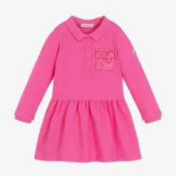 Moncler Enfant Girls Fuchsia Pink Logo Polo Dress New