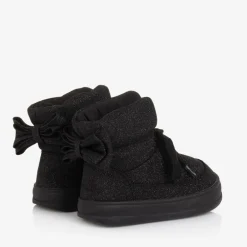 Monnalisa Girls Glittery Black Quilted Boots Sale
