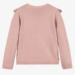 Boboli Girls Glittery Pink Cotton Knit Sweater Discount