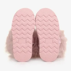 Monnalisa Girls Glittery Pink Faux Fur Boots Clearance