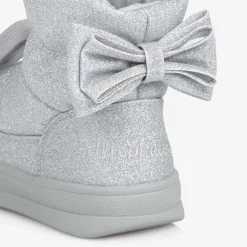 Monnalisa Girls Glittery Silver Quilted Boots Clearance