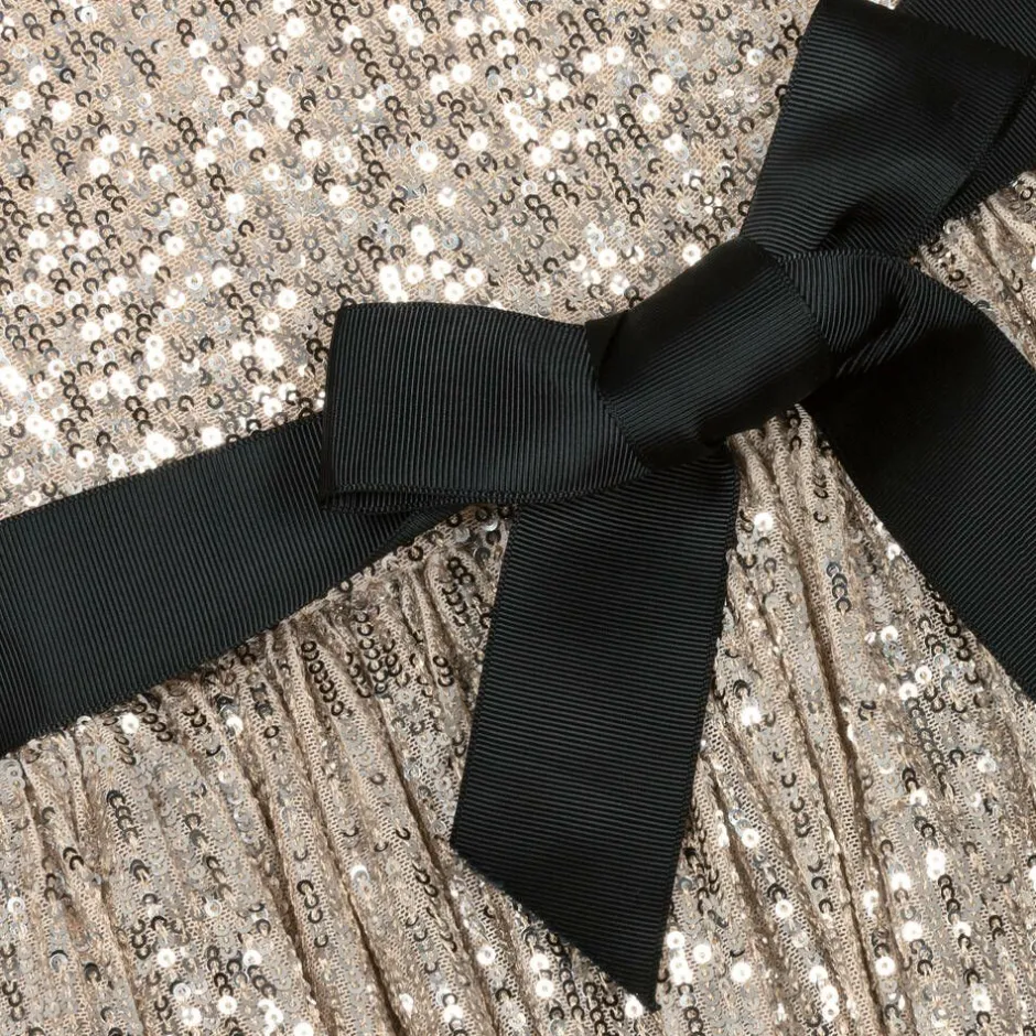 Phi Clothing Girls Gold & Silver Sequin Tiered Dress New