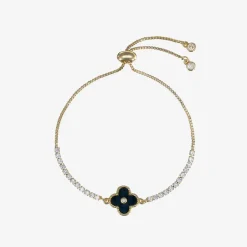David Charles Girls Gold & Black Clover Bracelet Best
