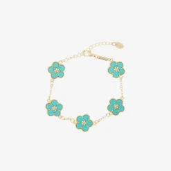 David Charles Girls Gold & Blue Flower Bracelet Clearance