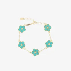 David Charles Girls Gold & Blue Flower Bracelet Clearance