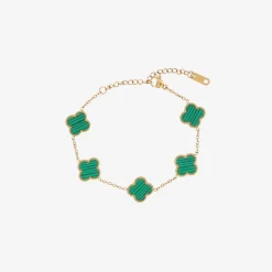 David Charles Girls Gold & Green Clover Bracelet Hot