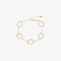 David Charles Girls Gold & Ivory Clover Bracelet Discount