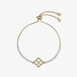 David Charles Girls Gold & Ivory Clover Bracelet Outlet