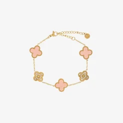 David Charles Girls Gold & Pink Clover Bracelet Online