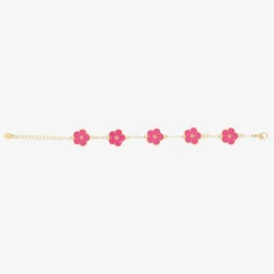 David Charles Girls Gold & Pink Flower Bracelet New