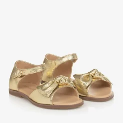 Age of Innocence Girls Gold Bow Leather Sandals Hot