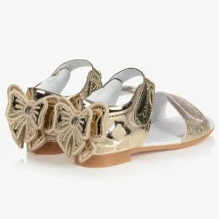 Caramelo Kids Girls Gold Bow Sandals Clearance