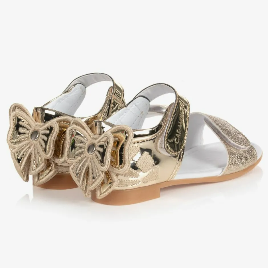Caramelo Kids Girls Gold Bow Sandals Clearance