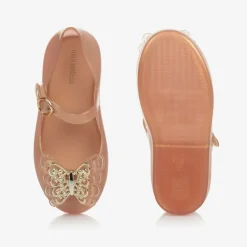 Mini Melissa Girls Gold Butterfly Jelly Shoes Clearance