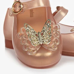 Mini Melissa Girls Gold Butterfly Jelly Shoes Clearance