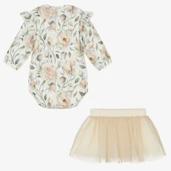 Sofija Girls Gold Cotton Skirt Set Discount