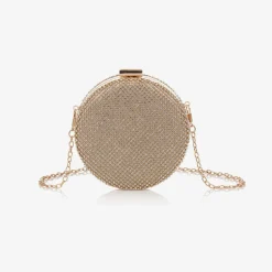 David Charles Girls Gold Diamanté Circle Bag (13cm) Hot