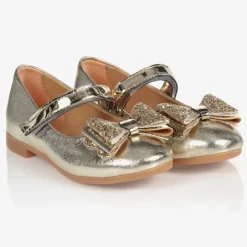 Caramelo Kids Girls Gold Faux Leather Pumps Hot