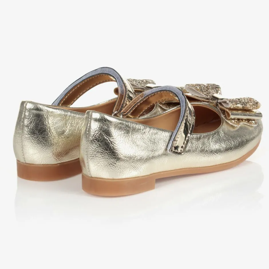 Caramelo Kids Girls Gold Faux Leather Pumps Hot