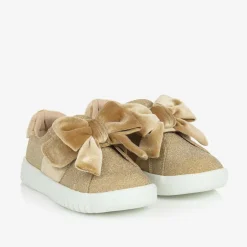 Angels Face Girls Glitter & Velour Trainers Gold