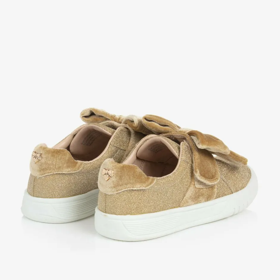 Angels Face Girls Glitter & Velour Trainers Gold