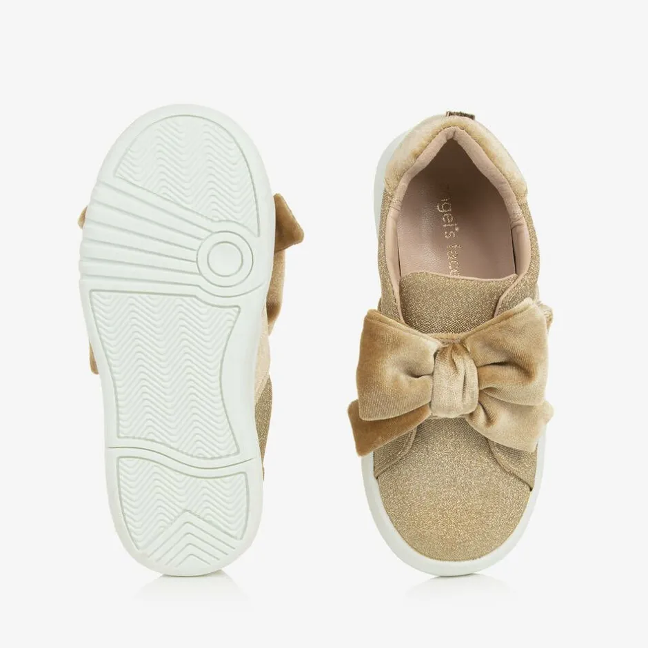 Angels Face Girls Glitter & Velour Trainers Gold