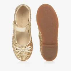Naturino Girls Gold Glitter Ballerina Pumps