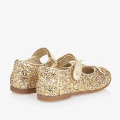 Naturino Girls Gold Glitter Ballerina Pumps
