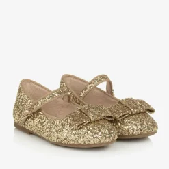 Age of Innocence Girls Gold Glitter Bow Pumps Discount