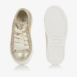 Sevva Girls Gold Glitter Lace-Up Trainers Outlet