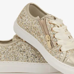 Sevva Girls Gold Glitter Lace-Up Trainers Outlet