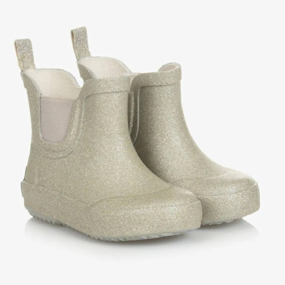 CeLaVi Girls Gold Glitter Rain Boots Discount