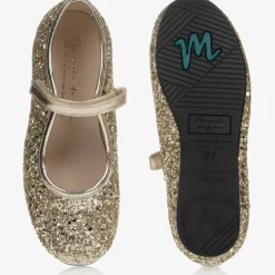 Manuela de Juan Girls Gold Glitter Shoes Clearance