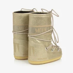 Moon Boot Girls Gold Glitter Snow Boots