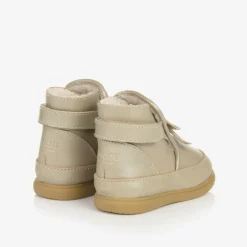 Donsje Girls Gold Leather Bow First Walker Boots Champagne Best