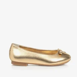 Dolce amp; Gabbana Girls Gold Leather DG Ballerina Pumps Online