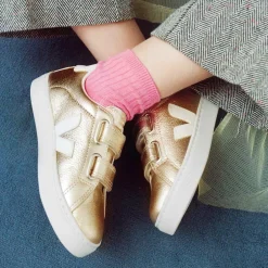 VEJA Girls Gold Leather Esplar Trainers Discount