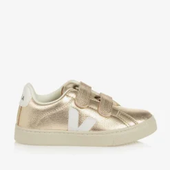 VEJA Girls Gold Leather Esplar Trainers Discount