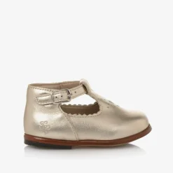 Tartine et Chocolat Girls Gold Leather First Walker Shoes Sale