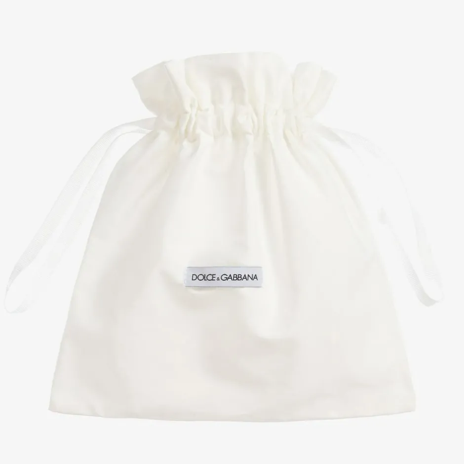 Dolce amp; Gabbana Girls Gold Leather Logo Shoes Clearance