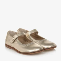 Tartine et Chocolat Girls Gold Leather Mary Jane Pumps